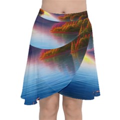 Immaculate Sunset Chiffon Wrap Front Skirt