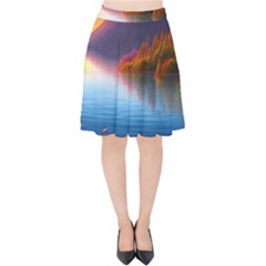 Immaculate Sunset Velvet High Waist Skirt by GardenOfOphir