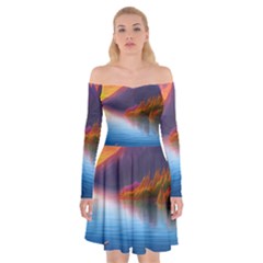 Immaculate Sunset Off Shoulder Skater Dress by GardenOfOphir