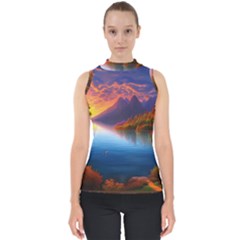 Immaculate Sunset Mock Neck Shell Top by GardenOfOphir