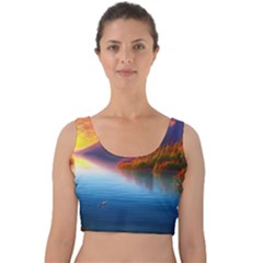 Immaculate Sunset Velvet Crop Top by GardenOfOphir