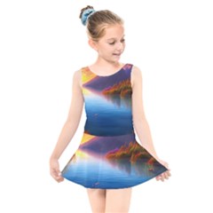 Immaculate Sunset Kids  Skater Dress Swimsuit