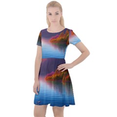 Immaculate Sunset Cap Sleeve Velour Dress 