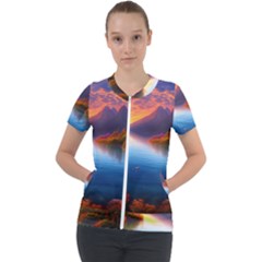 Immaculate Sunset Short Sleeve Zip Up Jacket by GardenOfOphir