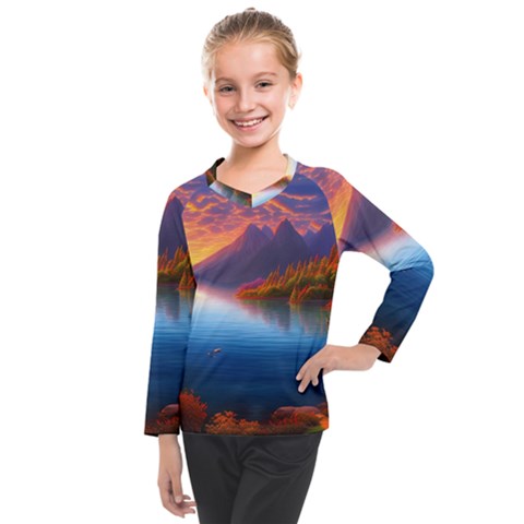 Immaculate Sunset Kids  Long Mesh Tee by GardenOfOphir