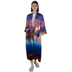 Immaculate Sunset Maxi Satin Kimono by GardenOfOphir