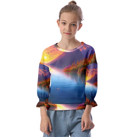 Immaculate Sunset Kids  Cuff Sleeve Top by GardenOfOphir