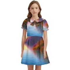 Immaculate Sunset Kids  Bow Tie Puff Sleeve Dress by GardenOfOphir