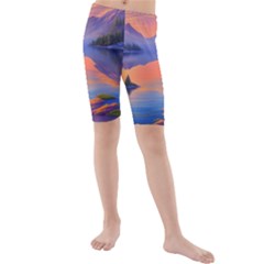 Loveliest Sunset Kids  Mid Length Swim Shorts by GardenOfOphir