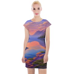 Loveliest Sunset Cap Sleeve Bodycon Dress by GardenOfOphir