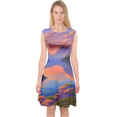 Loveliest Sunset Capsleeve Midi Dress by GardenOfOphir