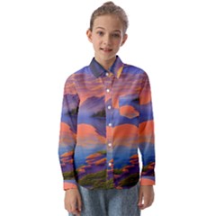 Loveliest Sunset Kids  Long Sleeve Shirt by GardenOfOphir