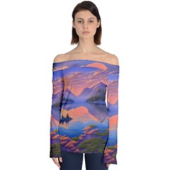 Loveliest Sunset Off Shoulder Long Sleeve Top by GardenOfOphir