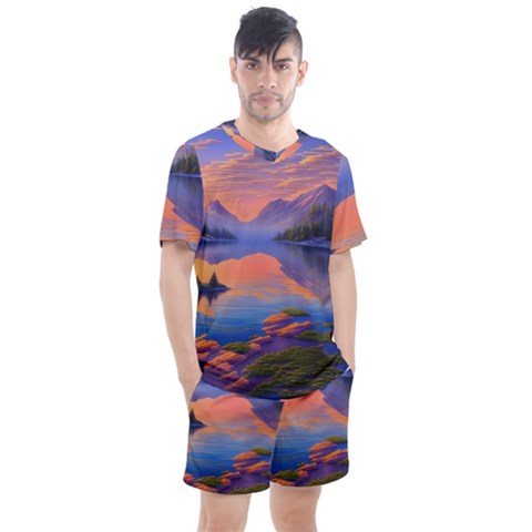 Loveliest Sunset Men s Mesh Tee And Shorts Set by GardenOfOphir