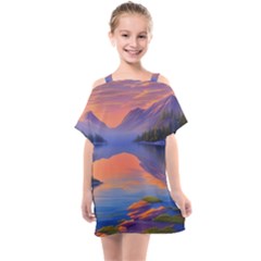 Loveliest Sunset Kids  One Piece Chiffon Dress by GardenOfOphir