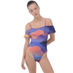 Loveliest Sunset Frill Detail One Piece Swimsuit by GardenOfOphir