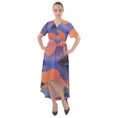 Loveliest Sunset Front Wrap High Low Dress by GardenOfOphir