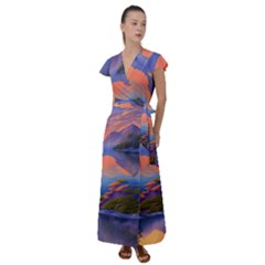 Loveliest Sunset Flutter Sleeve Maxi Dress by GardenOfOphir