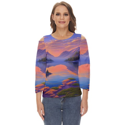 Loveliest Sunset Cut Out Wide Sleeve Top by GardenOfOphir