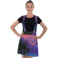 Magnificent Sunset Velvet Suspender Skater Skirt by GardenOfOphir