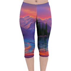 Magnificent Sunset Velvet Capri Leggings  by GardenOfOphir