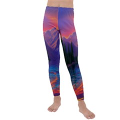 Magnificent Sunset Kids  Lightweight Velour Leggings by GardenOfOphir