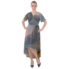 Marvelous Sunset Front Wrap High Low Dress by GardenOfOphir