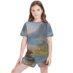 Marvelous Sunset Kids  Tee And Sports Shorts Set by GardenOfOphir