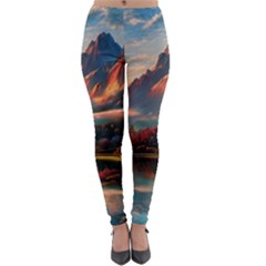 Opulent Sunset Lightweight Velour Leggings by GardenOfOphir