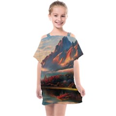 Opulent Sunset Kids  One Piece Chiffon Dress by GardenOfOphir