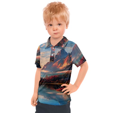 Opulent Sunset Kids  Polo Tee by GardenOfOphir