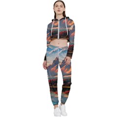 Opulent Sunset Cropped Zip Up Lounge Set by GardenOfOphir