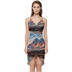 Opulent Sunset Wrap Frill Dress by GardenOfOphir