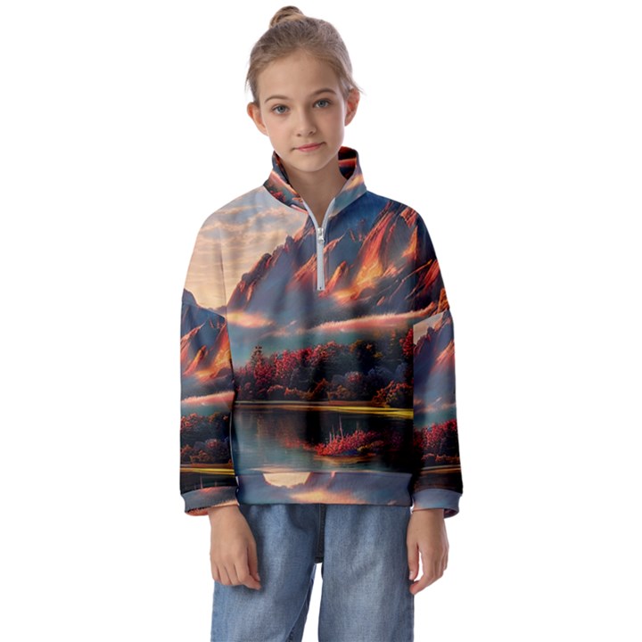 Opulent Sunset Kids  Half Zip Hoodie