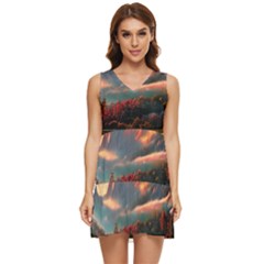 Opulent Sunset Tiered Sleeveless Mini Dress by GardenOfOphir