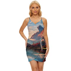 Opulent Sunset Wrap Tie Front Dress by GardenOfOphir