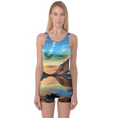 Portentous Sunset One Piece Boyleg Swimsuit by GardenOfOphir