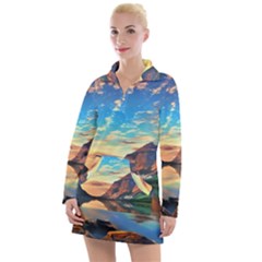 Portentous Sunset Women s Long Sleeve Casual Dress by GardenOfOphir