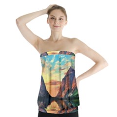 Portentous Sunset Strapless Top by GardenOfOphir