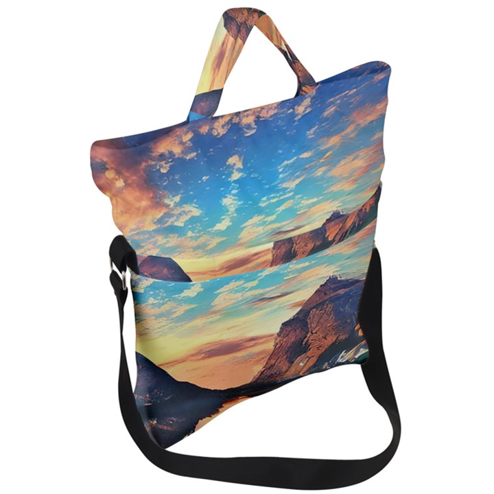 Portentous Sunset Fold Over Handle Tote Bag