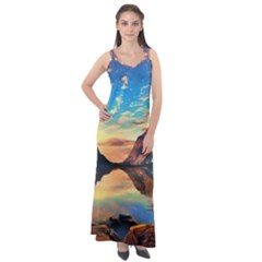 Portentous Sunset Sleeveless Velour Maxi Dress by GardenOfOphir