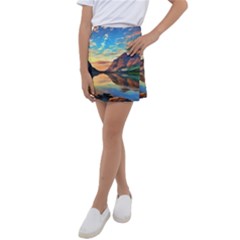 Portentous Sunset Kids  Tennis Skirt by GardenOfOphir