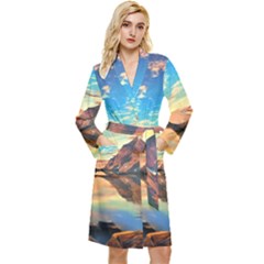 Portentous Sunset Long Sleeve Velvet Robe by GardenOfOphir