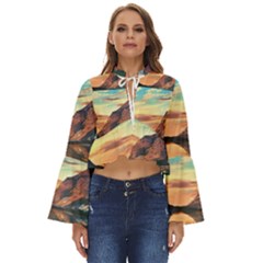 Portentous Sunset Boho Long Bell Sleeve Top by GardenOfOphir