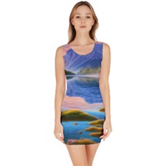 Romantic Lake Sunset Bodycon Dress by GardenOfOphir