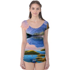 Romantic Lake Sunset Boyleg Leotard  by GardenOfOphir