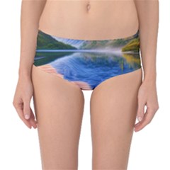 Romantic Lake Sunset Mid-waist Bikini Bottoms by GardenOfOphir