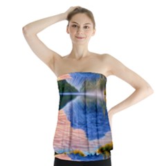 Romantic Lake Sunset Strapless Top by GardenOfOphir