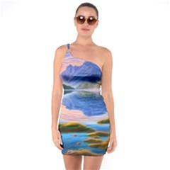 Romantic Lake Sunset One Soulder Bodycon Dress by GardenOfOphir