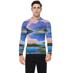 Romantic Lake Sunset Men s Long Sleeve Rash Guard by GardenOfOphir